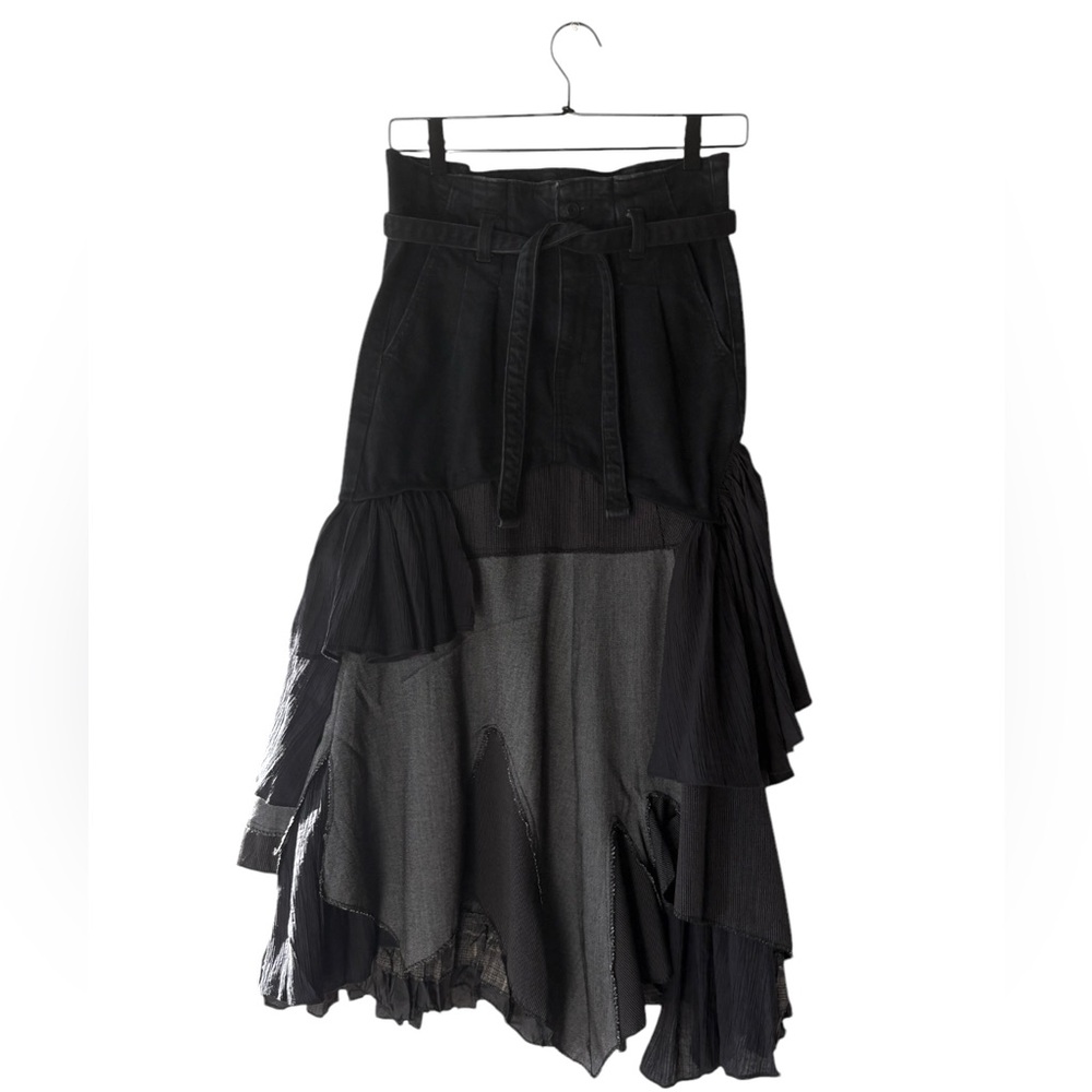 Asymmetrical ruffled teired skirt